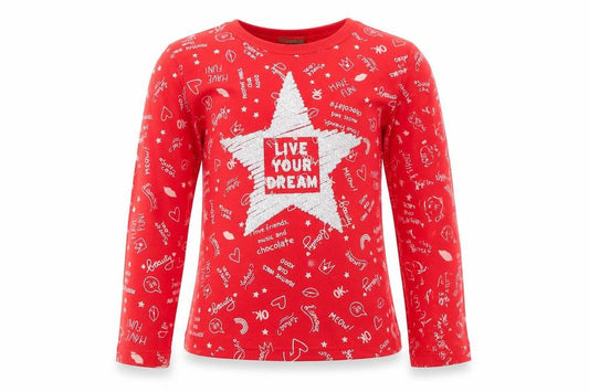 Front view of United Colours of Benetton girls’ red basic t-shirt, size 2, years