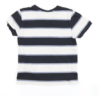 Primark Boys Ivory Striped  Basic T-Shirt Size 5-6 Years