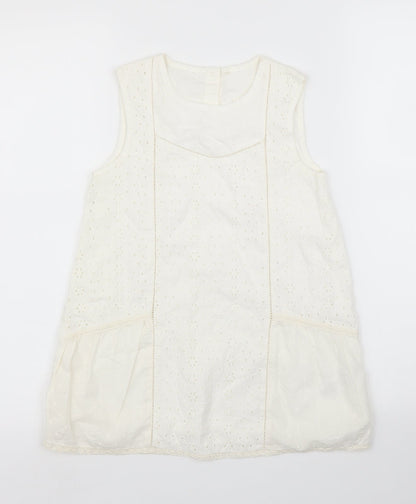 George Girls White Floral  Basic Blouse Size 7 Years