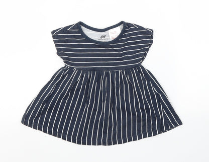 H&M Girls Blue Striped  A-Line  Size 0-3 Months