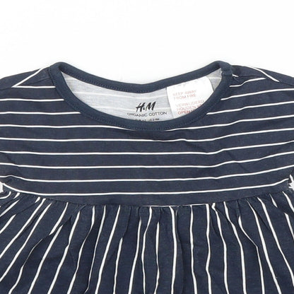 H&M Girls Blue Striped  A-Line  Size 0-3 Months