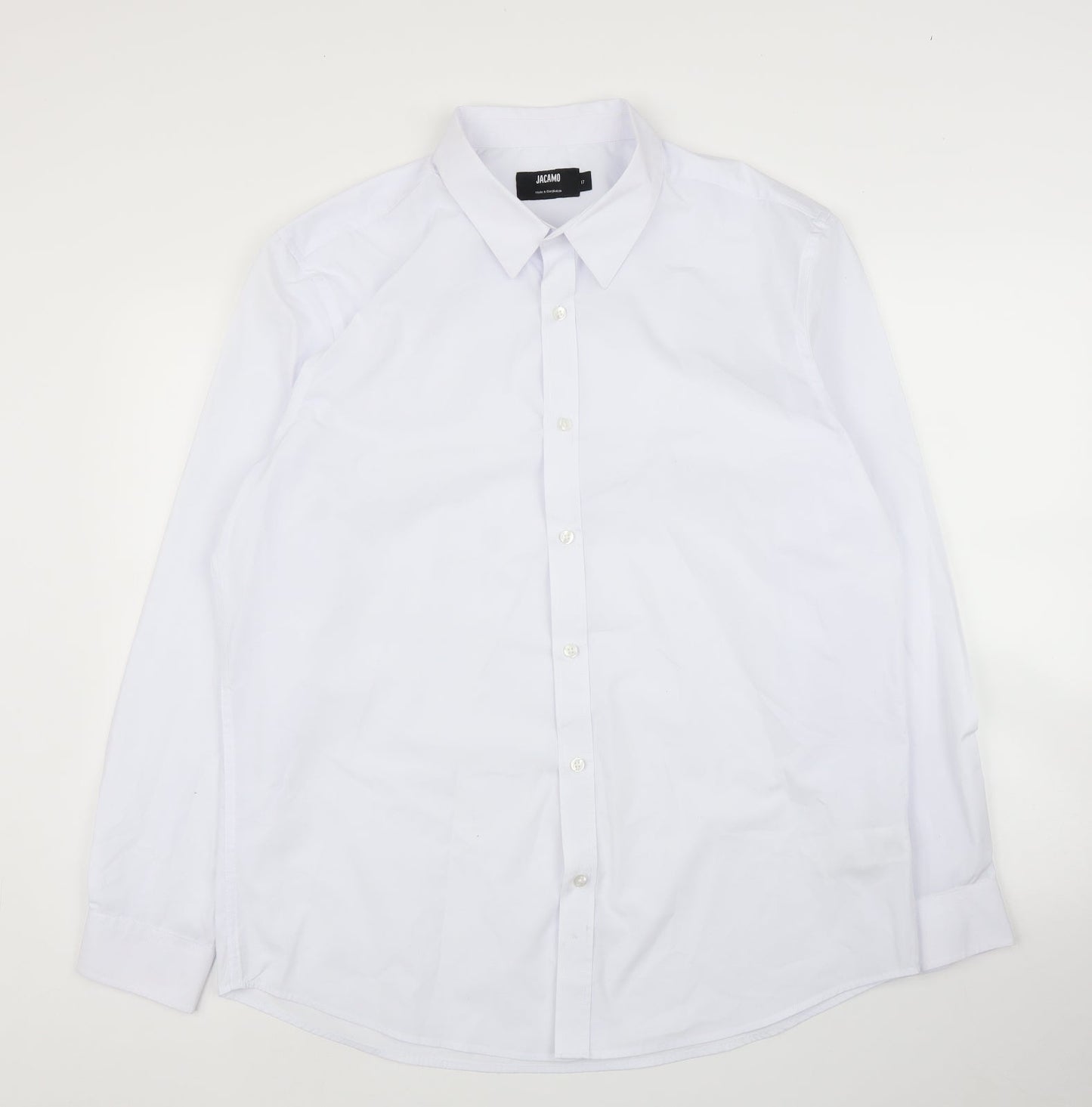 Mens UK Size 17 Jacamo White  Button-Up Long Sleeve Casual Shirt