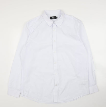 Mens UK Size 17 Jacamo White  Button-Up Long Sleeve Casual Shirt