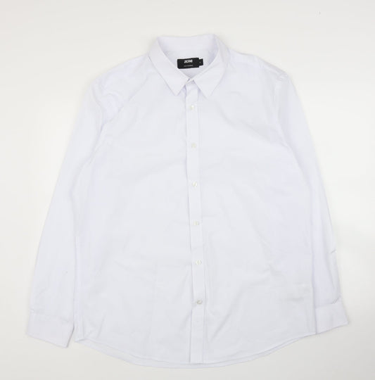 Mens UK Size 17 Jacamo White  Button-Up Long Sleeve Casual Shirt