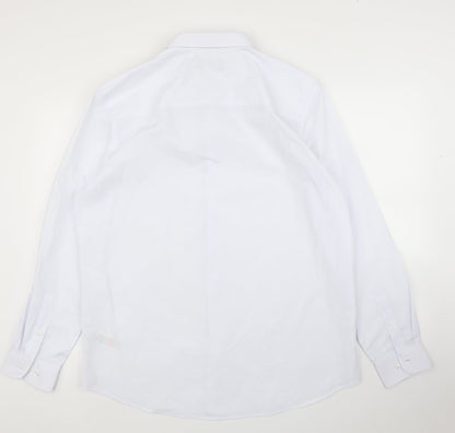 Mens UK Size 17 Jacamo White  Button-Up Long Sleeve Casual Shirt
