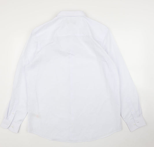 Mens UK Size 17 Jacamo White  Button-Up Long Sleeve Casual Shirt