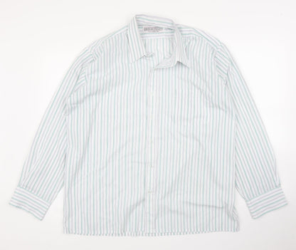 Mens UK Size 17 Giorgio Fellini Green  Button-Up Long Sleeve Casual Shirt