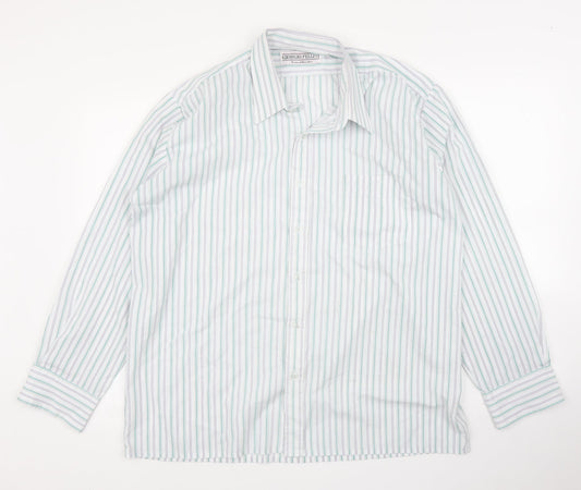Mens UK Size 17 Giorgio Fellini Green  Button-Up Long Sleeve Casual Shirt