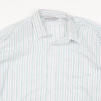 Mens UK Size 17 Giorgio Fellini Green  Button-Up Long Sleeve Casual Shirt