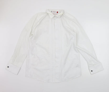 Mens UK Size 16 Burton White  Button-Up Long Sleeve Casual Shirt