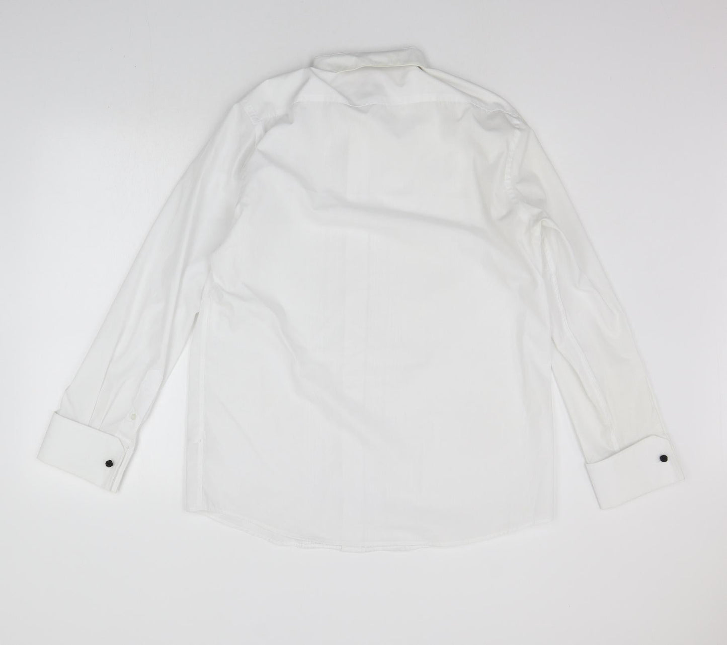 Mens UK Size 16 Burton White  Button-Up Long Sleeve Casual Shirt