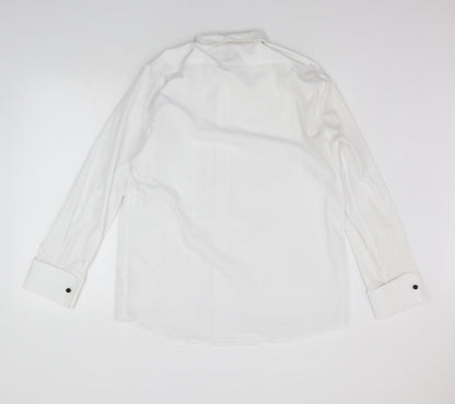 Mens UK Size 16 Burton White  Button-Up Long Sleeve Casual Shirt