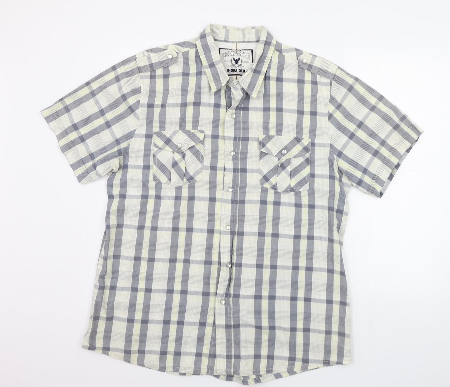 Mens UK Size XL Company 81 Beige  Button-Up Short Sleeve Casual Shirt
