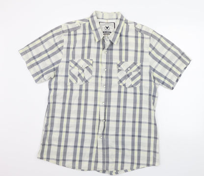 Mens UK Size XL Company 81 Beige  Button-Up Short Sleeve Casual Shirt