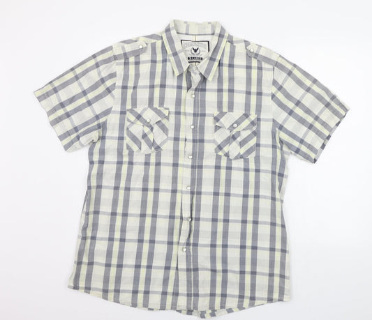 Mens UK Size XL Company 81 Beige  Button-Up Short Sleeve Casual Shirt
