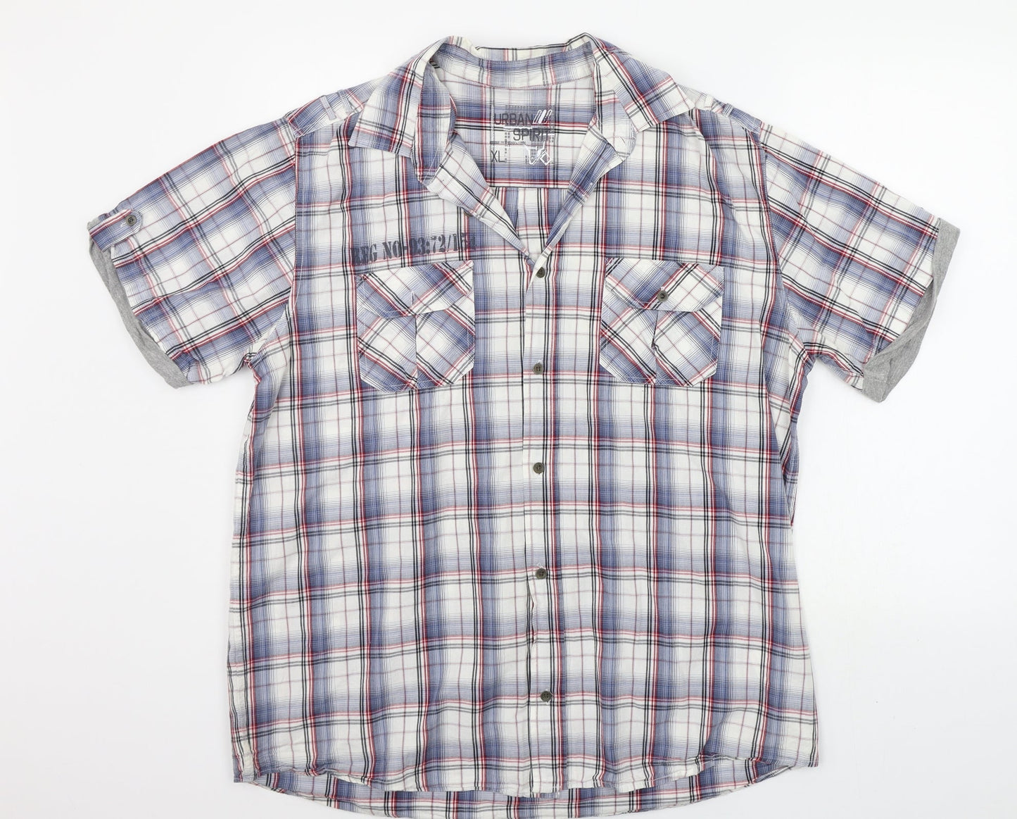 Urban Sprirt Mens Blue Check   Button-Up Size XL