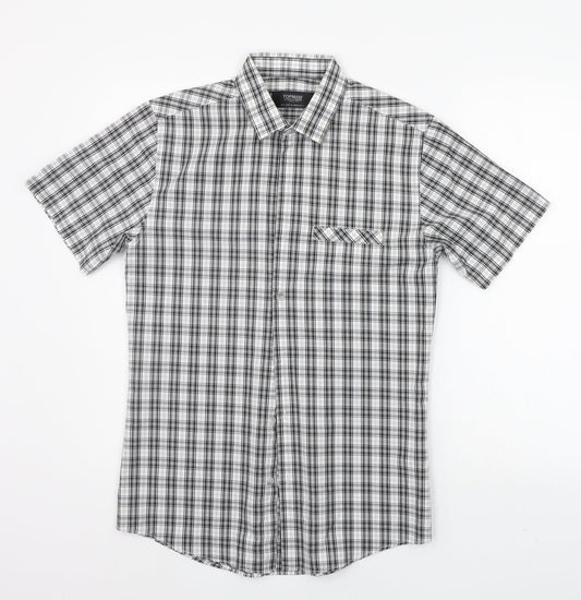 Topman Mens Grey Check   Button-Up Size S