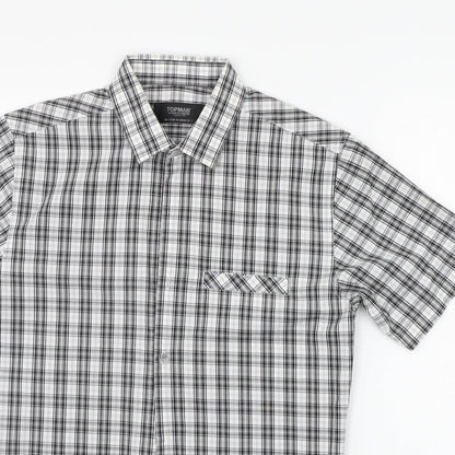 Mens UK Size S Topman Grey  Button-Up Short Sleeve Casual Shirt