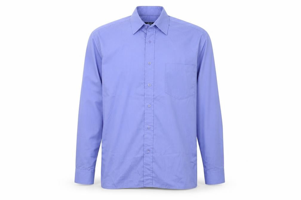 Mens UK Size 15 Premier Blue  Button-Up Long Sleeve Casual Shirt