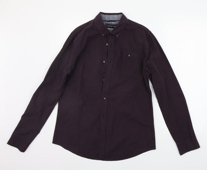 Red Herring Mens Purple Check   Button-Up Size S