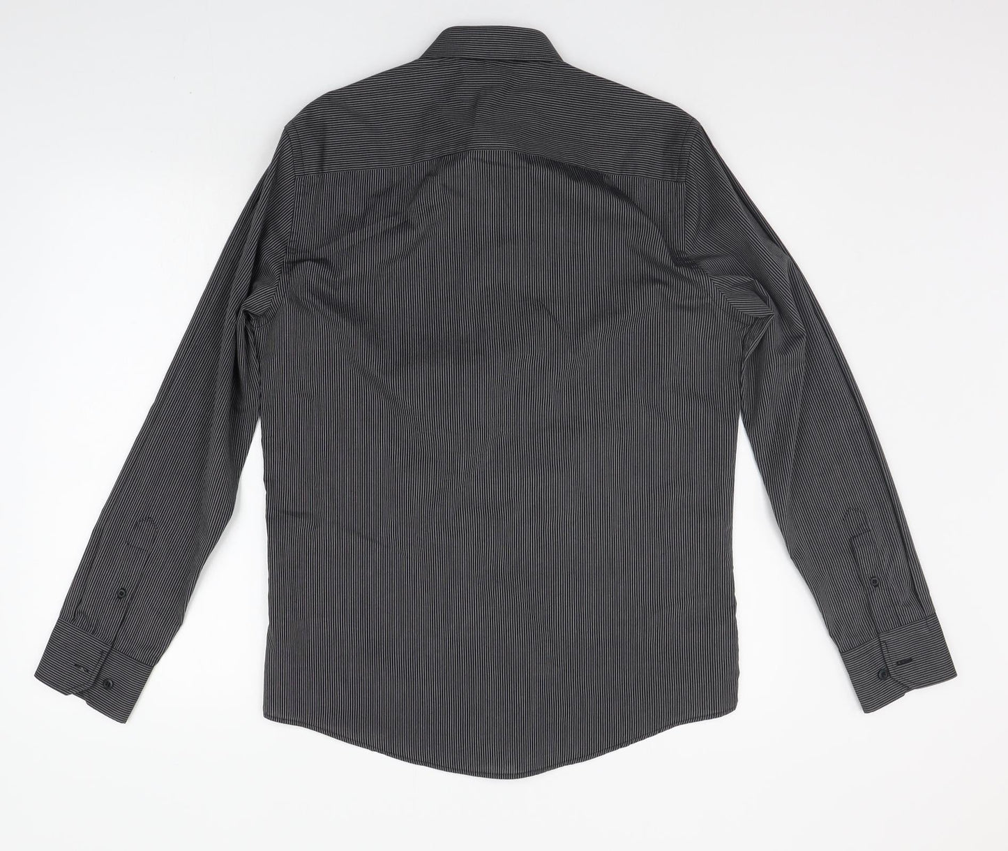 F&F Mens Grey Striped   Button-Up Size 15