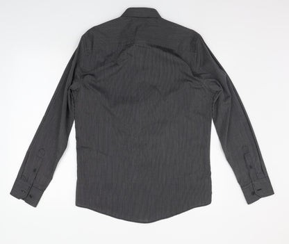 F&F Mens Grey Striped   Button-Up Size 15