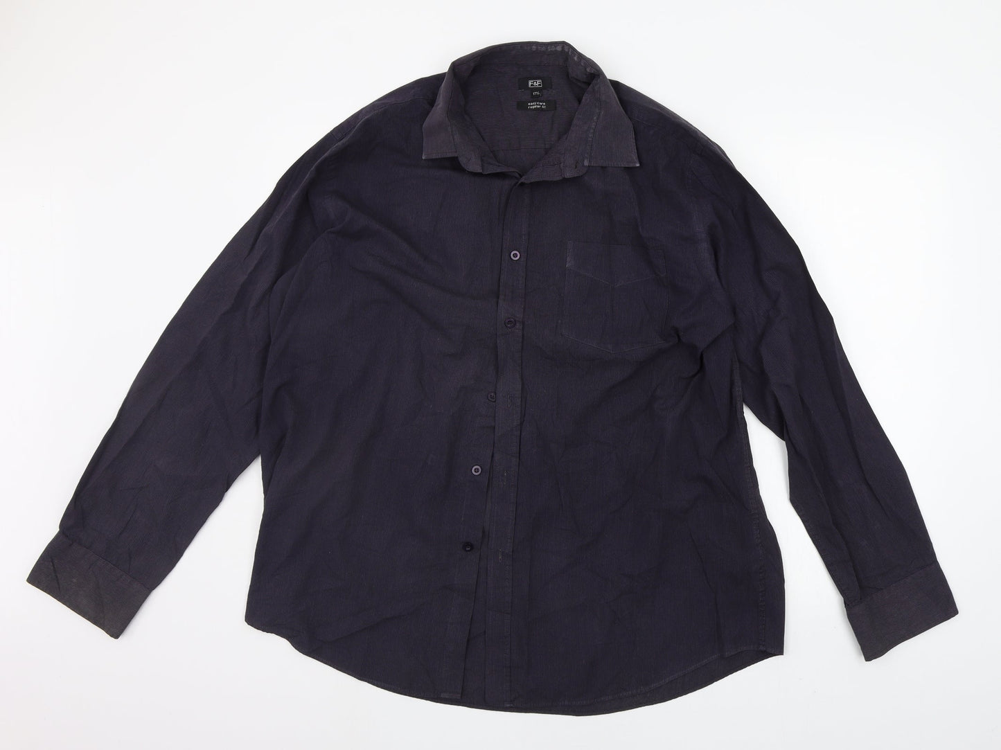 F&F Mens Black    Button-Up Size 17.5