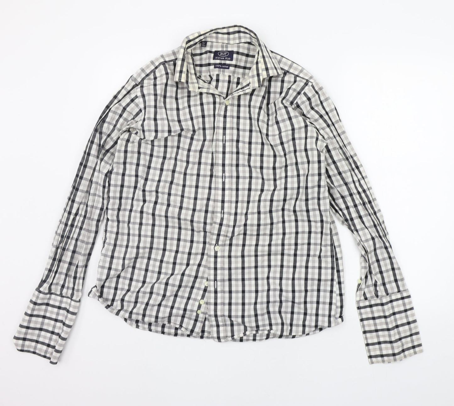 william hyde Mens Grey Check   Button-Up Size 15.5