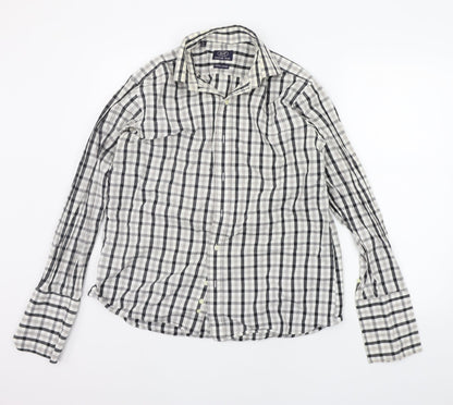 william hyde Mens Grey Check   Button-Up Size 15.5
