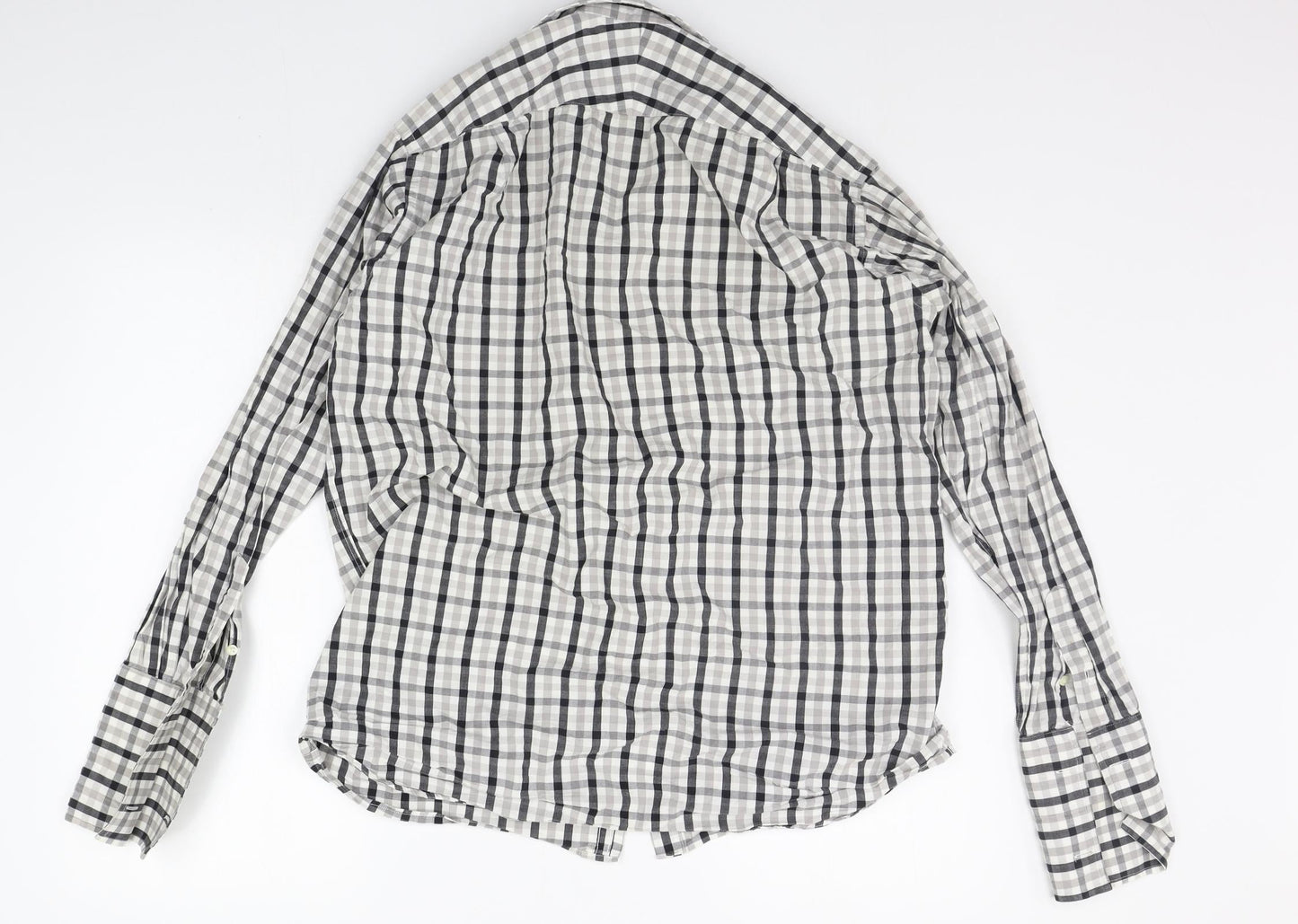 william hyde Mens Grey Check   Button-Up Size 15.5