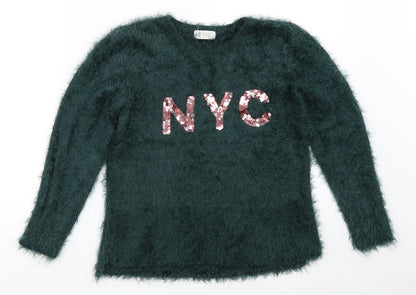 H&M Girls Green   Pullover Jumper Size 9-10 Years