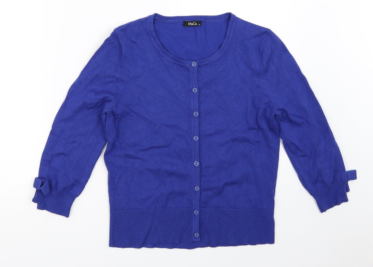 Womens UK Size XS M&Co Blue Cardigan Jumper