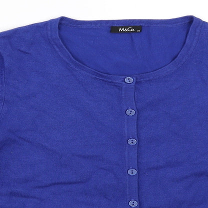 Womens UK Size XS M&Co Blue Cardigan Jumper