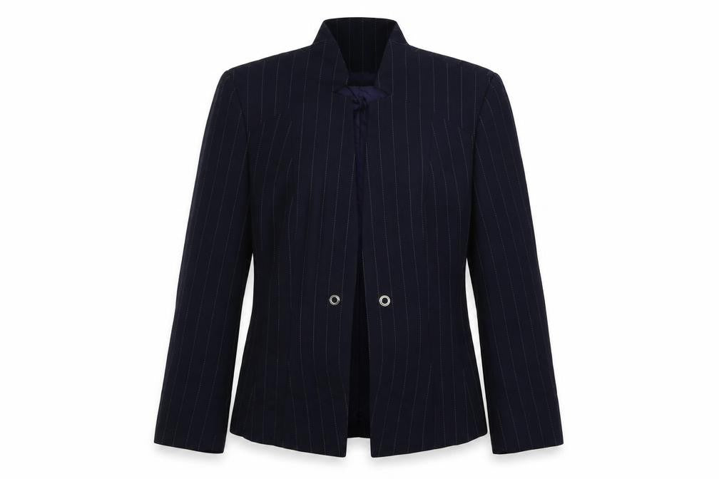 Javier Simorra  Womens Blue Striped  Jacket Blazer Size 10