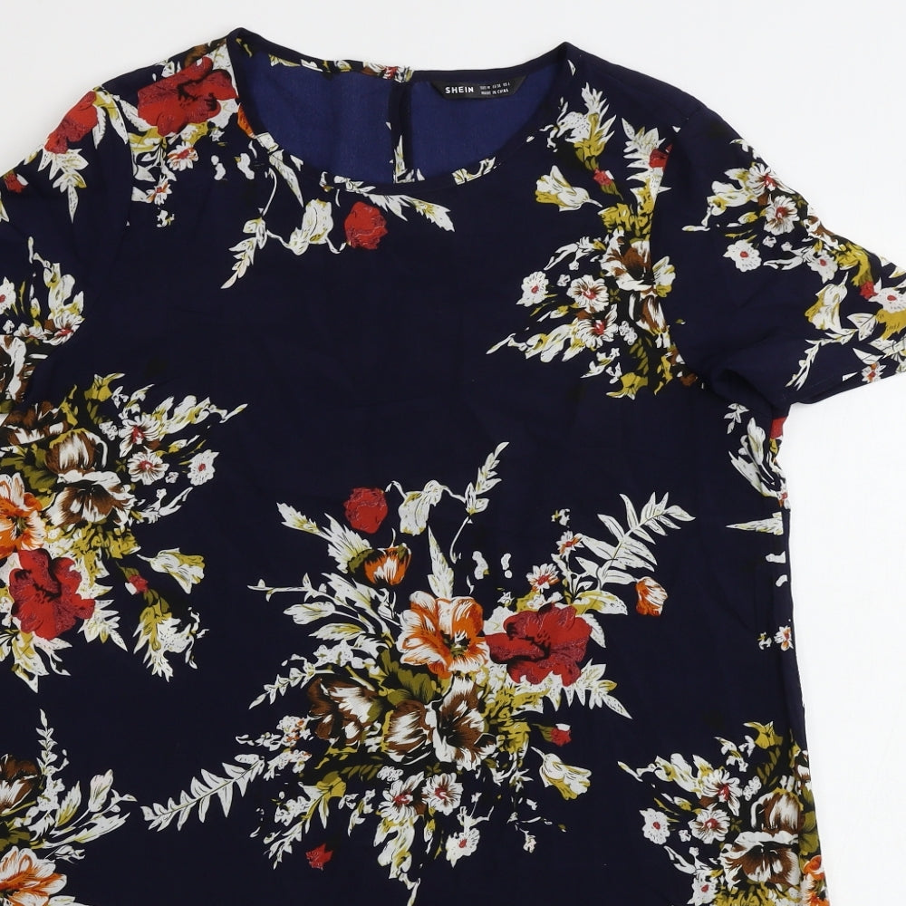 SheIn Womens Blue Floral  A-Line  Size 10