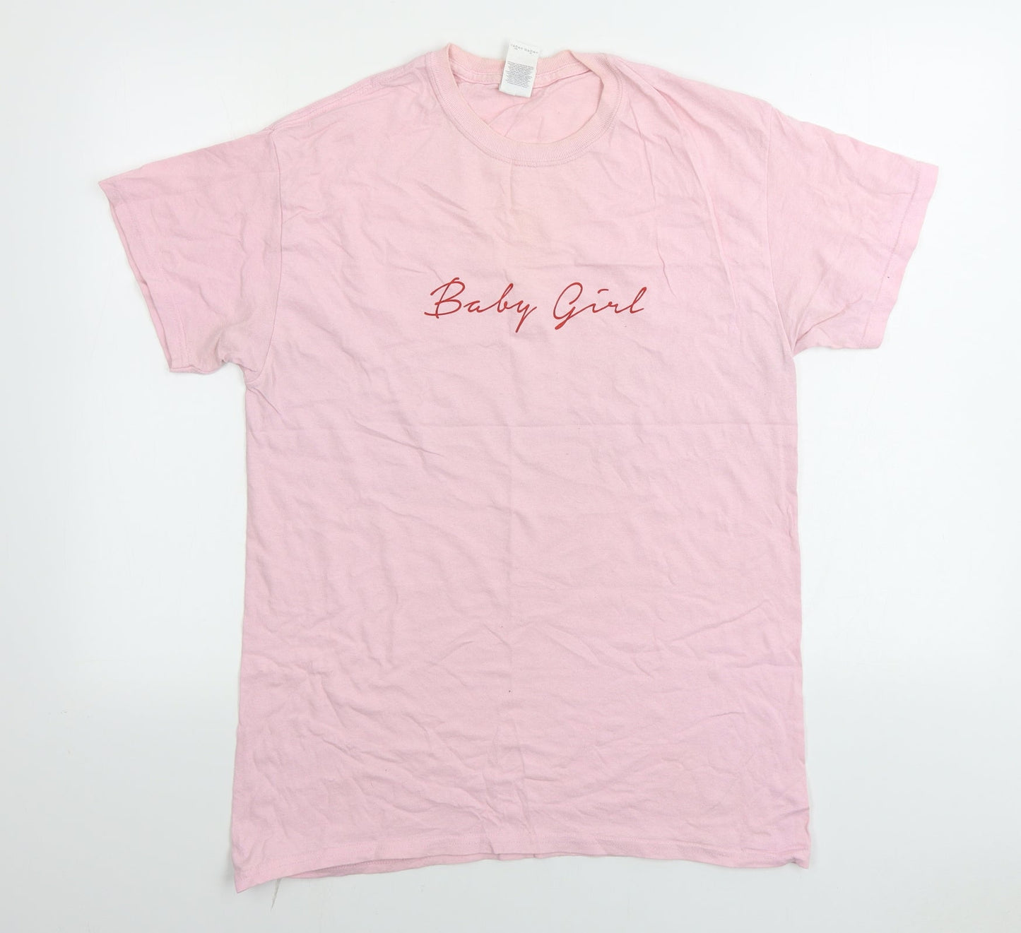 Womens UK Size M Gildan Pink Basic T-Shirt