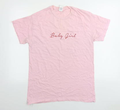 Womens UK Size M Gildan Pink Basic T-Shirt
