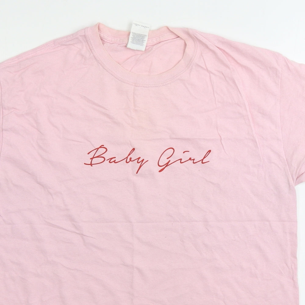 Womens UK Size M Gildan Pink Basic T-Shirt