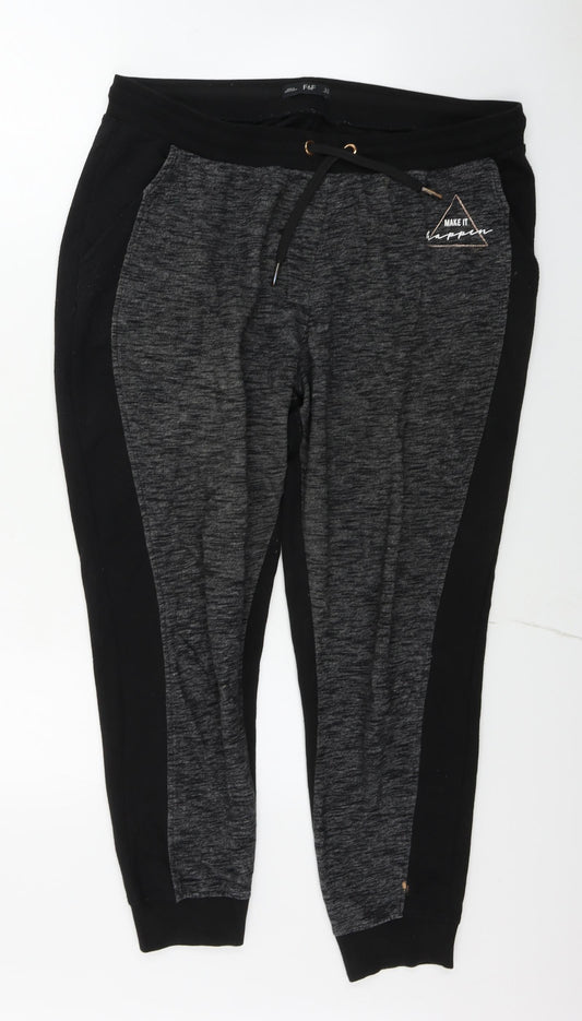 F&F  Womens Black   Trousers  Size 16 L23 in