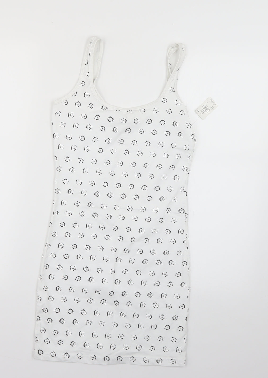 Atmosphere Womens White Geometric  Basic T-Shirt Size 6