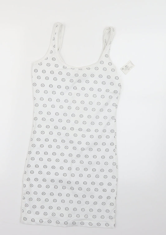 Atmosphere Womens White Geometric  Basic T-Shirt Size 6