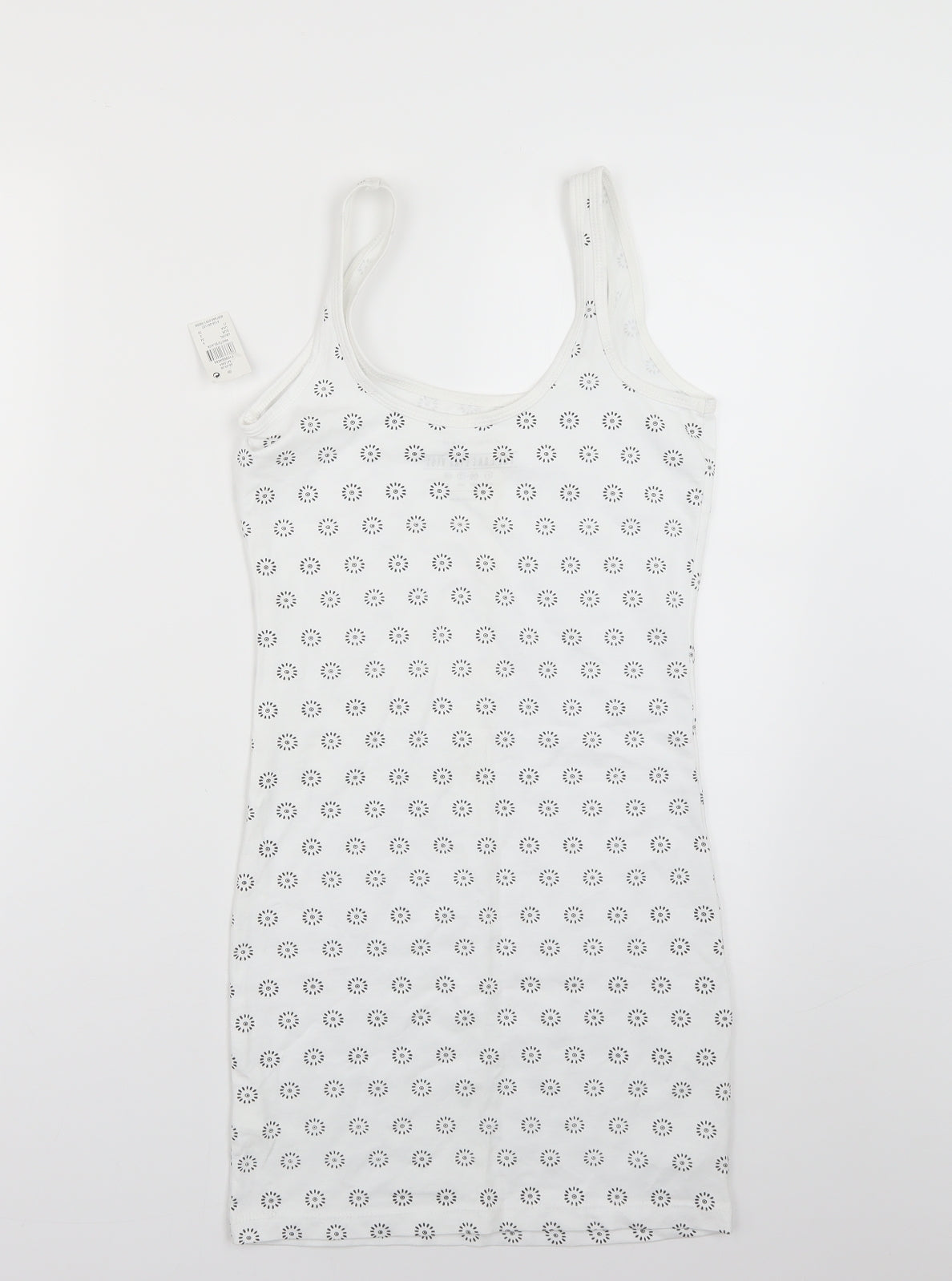 Atmosphere Womens White Geometric  Basic T-Shirt Size 6