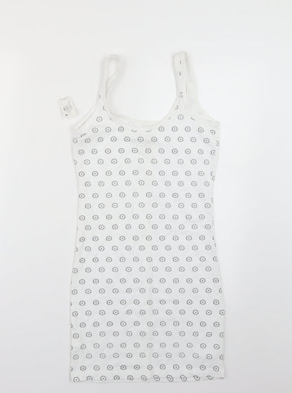 Atmosphere Womens White Geometric  Basic T-Shirt Size 6