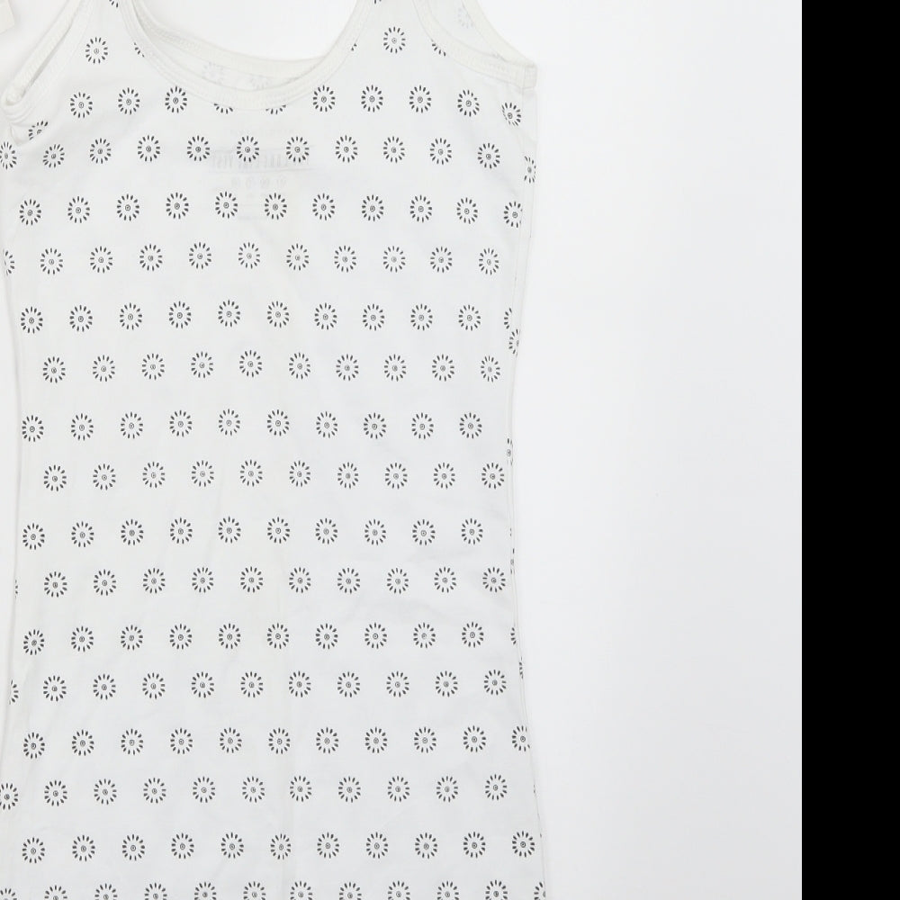 Atmosphere Womens White Geometric  Basic T-Shirt Size 6