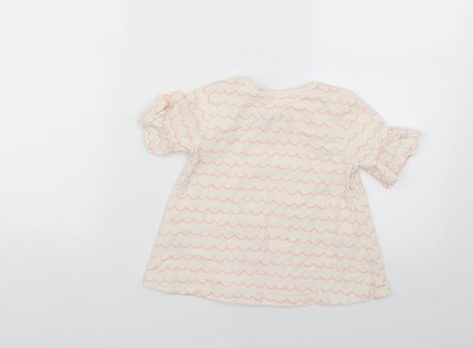 George Girls White Geometric  Basic T-Shirt Size 3-4 Years