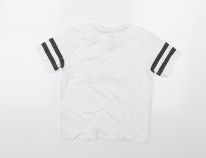 Matalan Girls White Geometric  Basic T-Shirt Size 10 Years