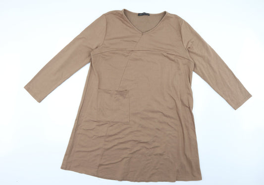 Zanzea Womens Beige   Jumper Dress  Size 2XL