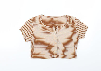 shen Womens Multicoloured Striped  Basic T-Shirt Size S