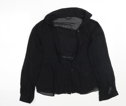 Womens UK Size 10 Topshop Black Basic Button-Up