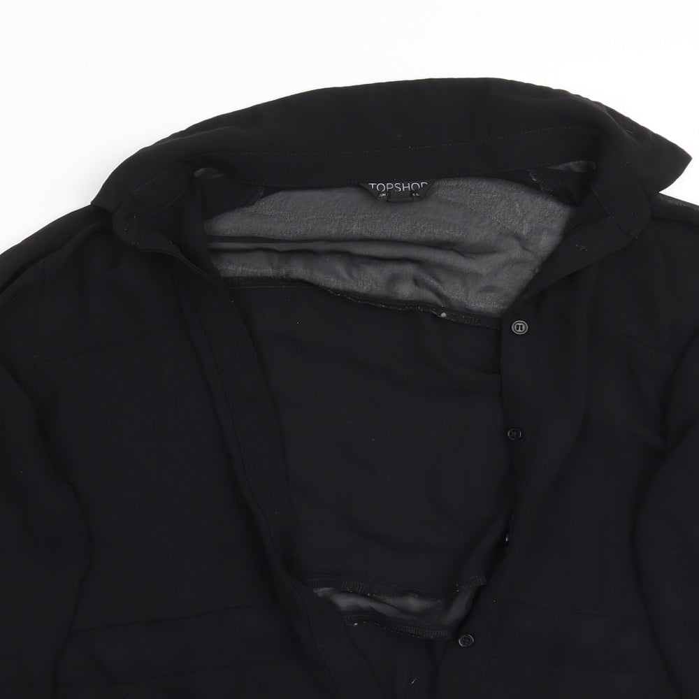 Womens UK Size 10 Topshop Black Basic Button-Up